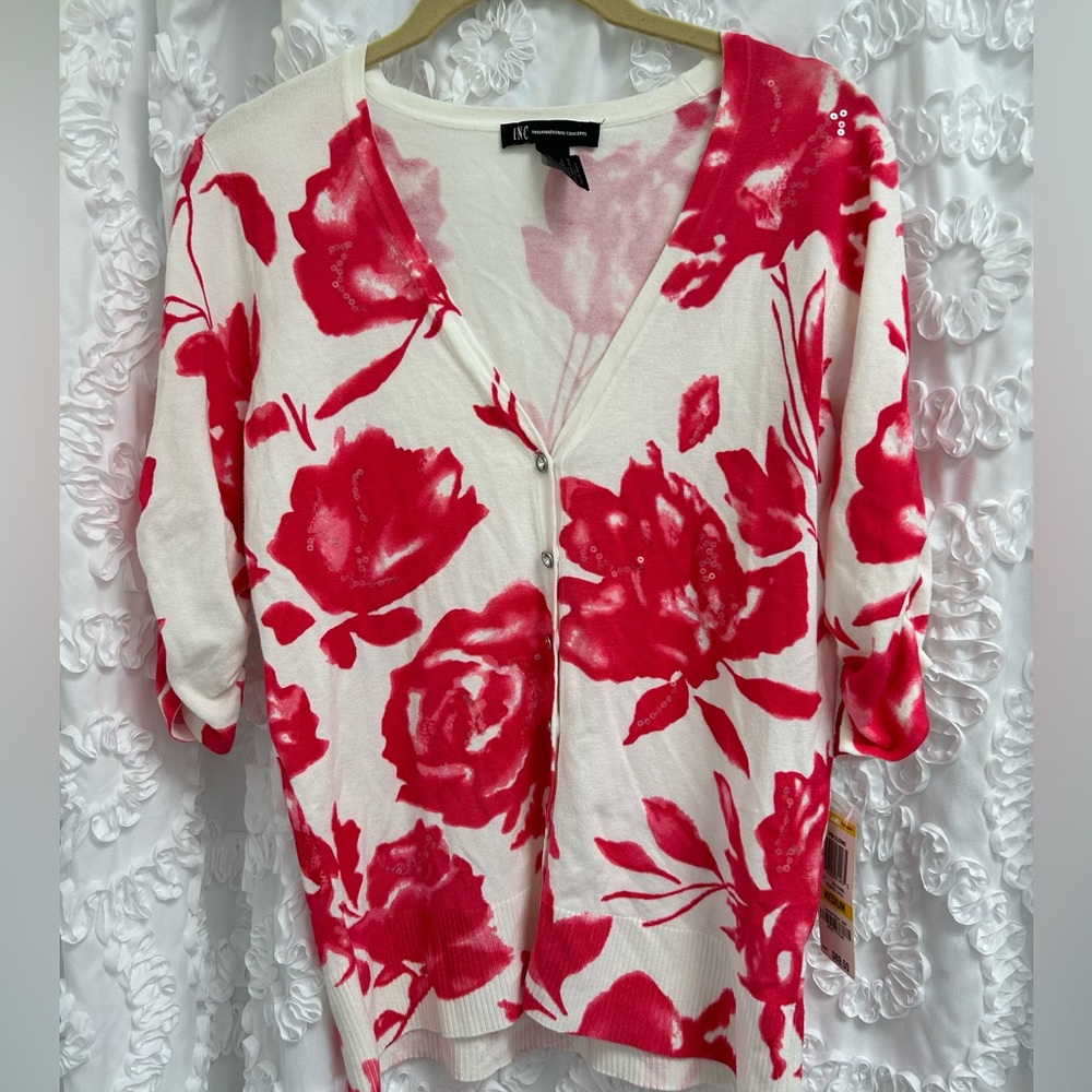 INC Floral Cardigan
